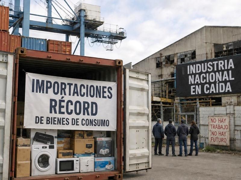 Importaciones r�cord de bienes de consumo y fuerte ca�da de la industria nacional 