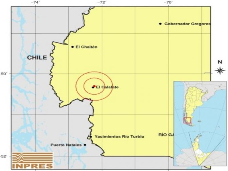 El INPRES, report el evento a las 04:55:26 horas de este mircoles 13 de octubre, a 256 km al NO de Ro Gallegos, 566 km al NO de Ushuaia, 4 km al NE de El Calafate, con una magnitud de 5.5 y una profundidad 10 km.