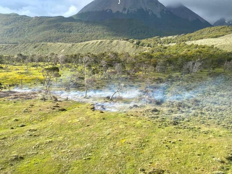 El incendio en Punta Segunda, camino a Almanza, se propag rpidamente por el viento en el sector y actualmente estn involucrados 7 agentes con equipos de bombeo de agua y herramientas manuales.