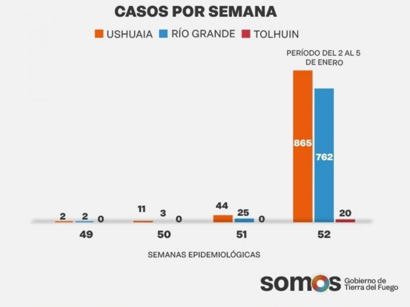 Los resultados de jornadas de hisopados que se vienen realizando en toda la provincia, en el perodo del 2 al 5 de enero, indican que se detectaron 1.647 nuevos casos: 865 en Ushuaia, 762 en Ro Grande y 20 en Tolhuin.