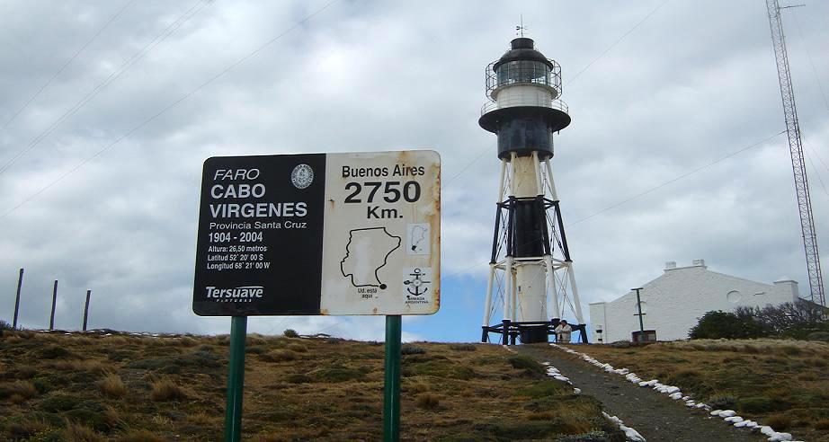 Faro Cabo Vrgenes en el extremo sur de la provincia de Santa Cruz.