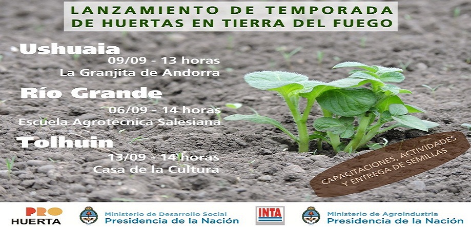 El mircoles 6 de septiembre a las 14 horas en la Escuela Agrotcnica Salesiana, ubicada en la Ruta Nacional N 3 km 2800, se realizar el lanzamiento de la temporada de huertas en Ro Grande.