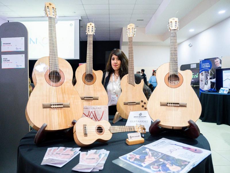 El primer premio de la categora innovacin en producto y servicio fue para Mariela Castillo de Roux Sublime, la esencia del sonido fueguino con el proyecto Guitarra electrocriolla de cuerpo slido.