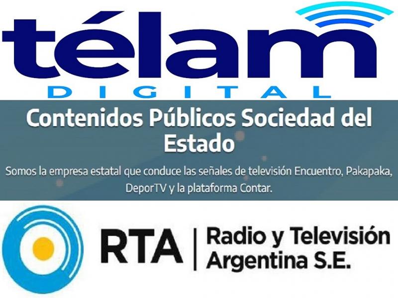 Las empresas RTA SE; TELAM SE; y CONTENIDOS PBLICOS SE, que funcionan bajo la figura de Sociedades de Estado, fueron intervenidas por el Gobierno nacional. 